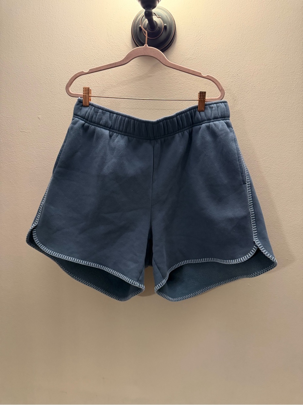 UGG Classic Fleece Sweat Shorts Slate Blue Whipstitch Pocket 1X Plus Loungewear